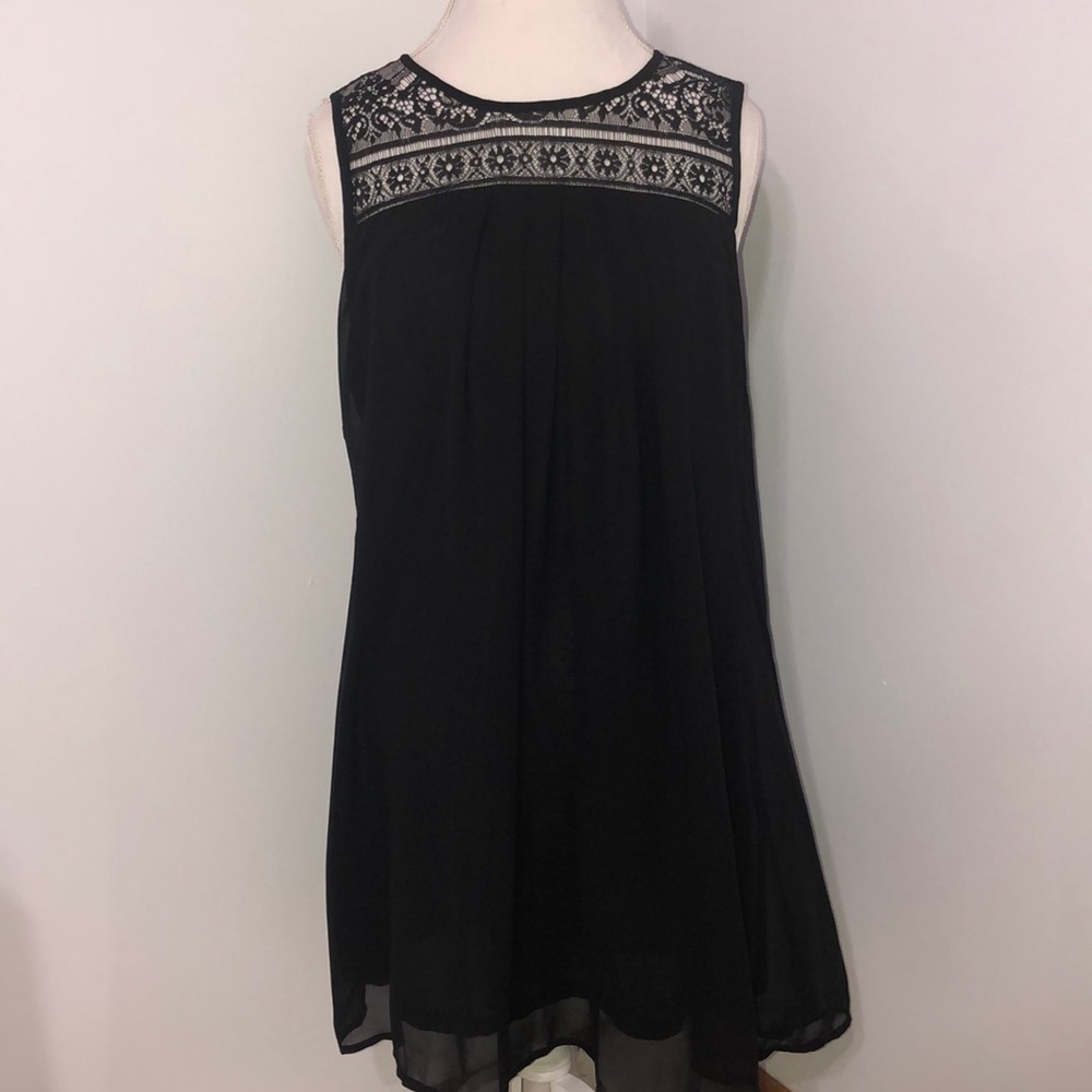 Dohia Black Lace and Chiffon layered dress NWT L